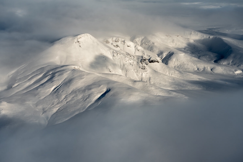 aerial view of the highlands of Iceland after a snow storm