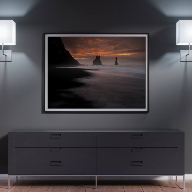 Sunrise at black sand beach south iceland