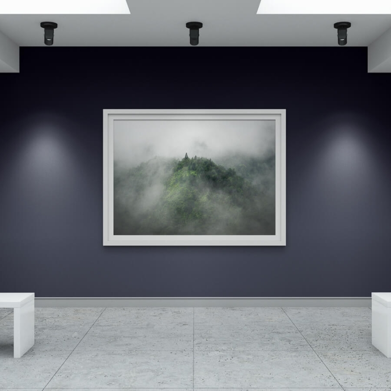 Framed print of a mystical, atmospheric mountain scenery Vietnam mountains.