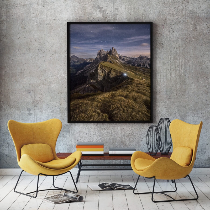 Seceda Italian Dolomites during the night
