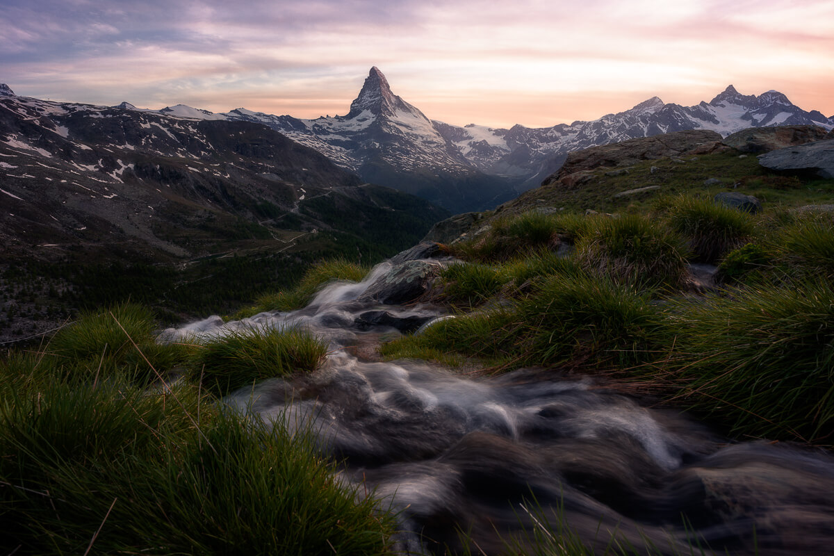 Sunset image of the Matterhorn.